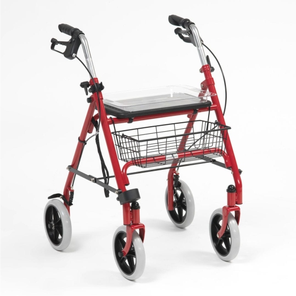 Lightweight Walking Frame 4 Wheel Rollator Walker Mobility Aid Tray